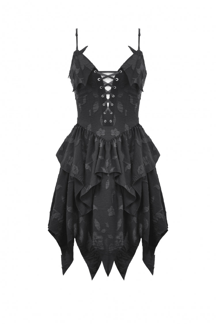 V Collar Sleeveless Halloween Printed Irregular Gothic Slip Dress