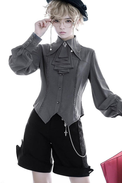 Punk Style Asymmetric Black Shorts Ouji Lolita Design