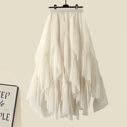 Ruffled Set Up Lace Tiered Skirt Tulle T-Shirt