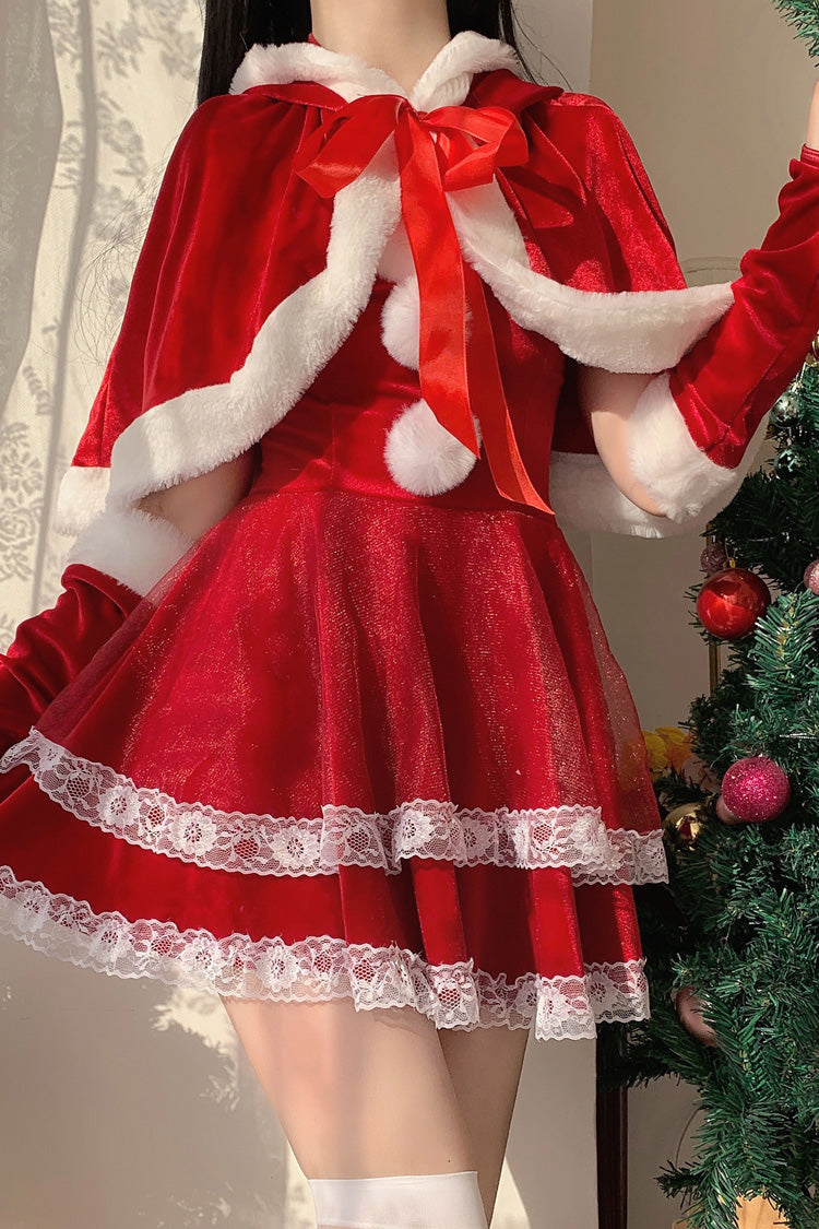 Japanese New Year Double-Layered Lace Bowknot Strapless Lolita Dress