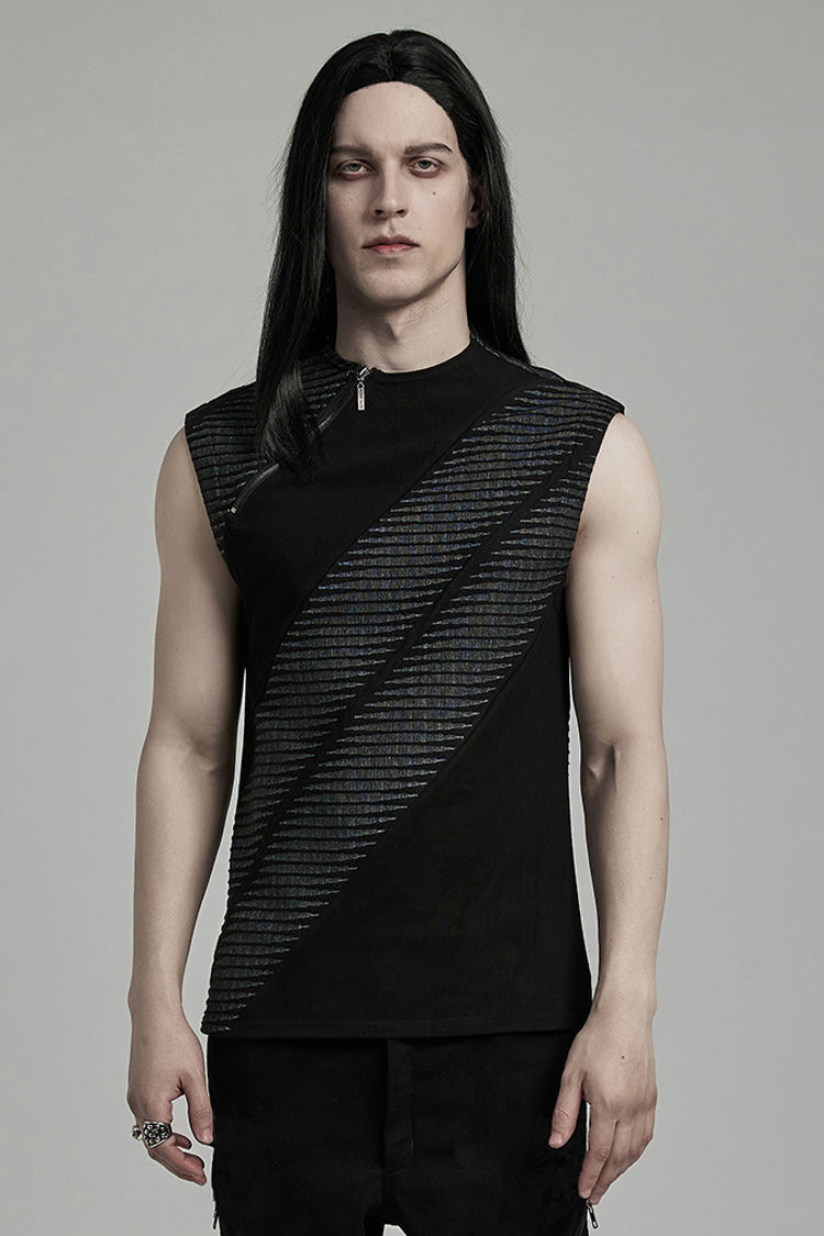 Asymmetric Zipper Punk Tank Top
