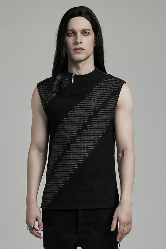 Asymmetric Zipper Punk Tank Top