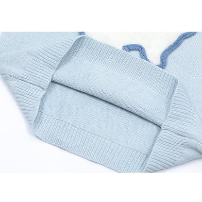 Knit Pattern Pants T-Shirt Blue Rabbit Cargo