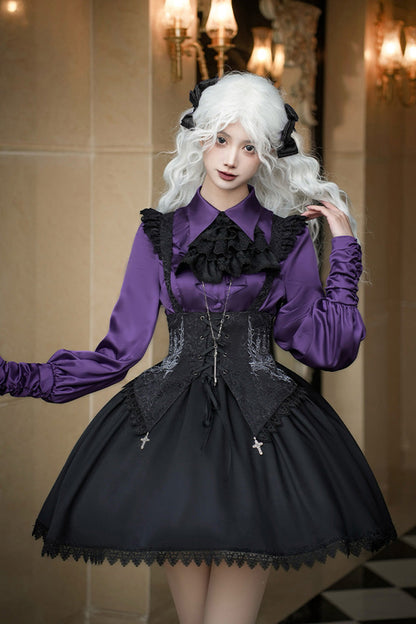Embroidery Lace-Up Sleeveless Gothic Support Dress