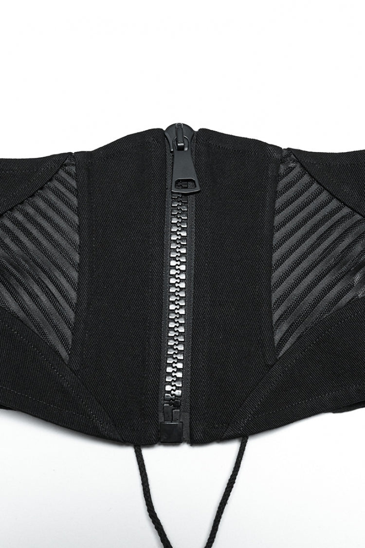 Mesh Zipper Underbust Corset for Punk Style