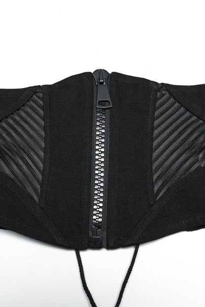 Mesh Zipper Underbust Corset for Punk Style