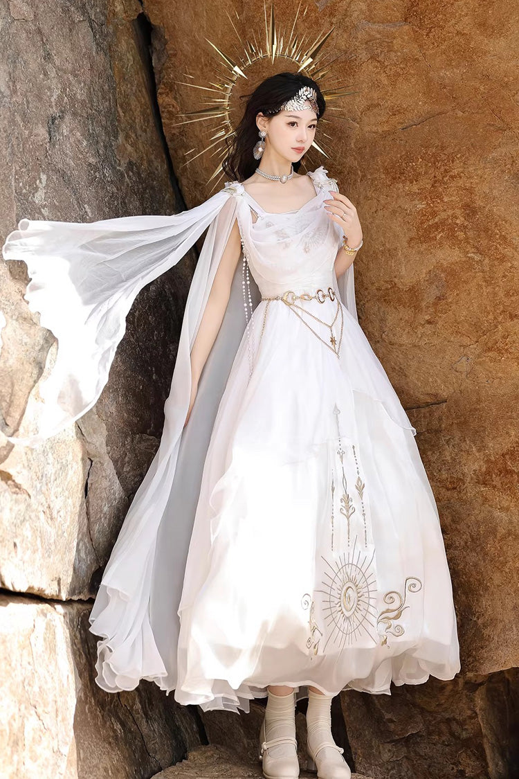 Chain Decorated Sweet Elegant Lolita Dress - White Aurelia of the Holy Light