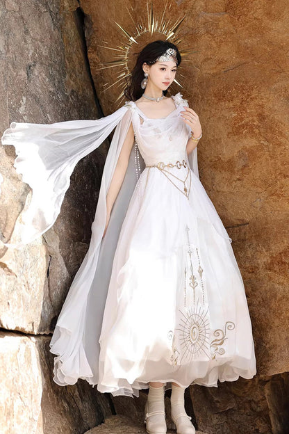 Chain Decorated Sweet Elegant Lolita Dress - White Aurelia of the Holy Light