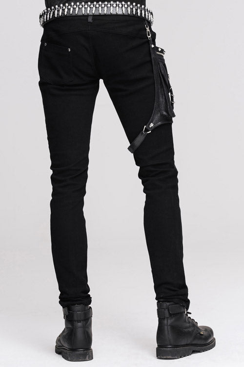 Slim Straight Leg Trousers with Detachable Leg Bag