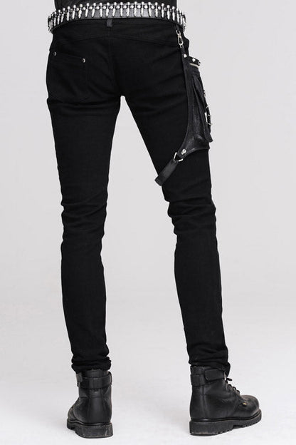 Slim Straight Leg Trousers with Detachable Leg Bag