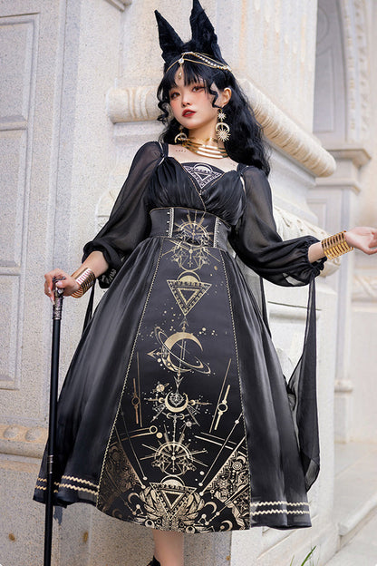 Printed Hot-Stamped Gothic Mini JSK Dress