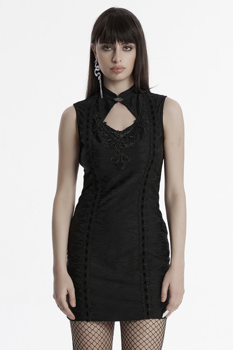 Cheongsam Collar Sleeveless Embroidered Prom Dress
