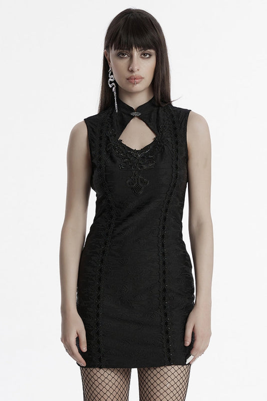Cheongsam Collar Sleeveless Embroidered Prom Dress