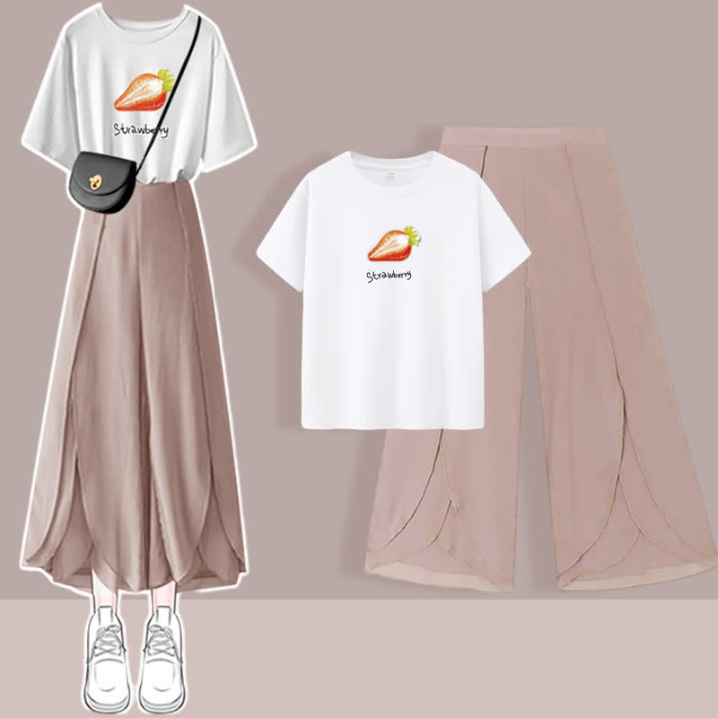 T-Shirt Set Chiffon Split Printed Pants Chic