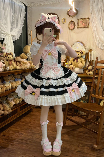Multi-Layered Ruffled Bowknot Lace Princess JSK