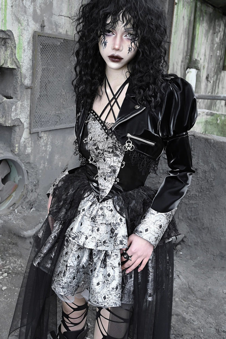 Liquid Invasion Halterneck Print Ruffle Gothic Lolita Jsk Dress