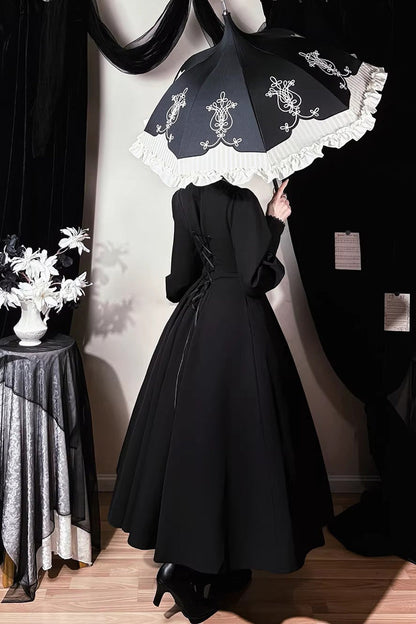 Long Puff Sleeves Gothic Elegant Dress - Astrea
