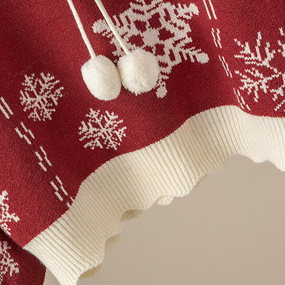 Fuzzy Flouncing Dress Sweater Print Slip Ball Snowflake