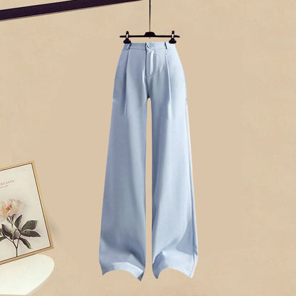 Three Crop Pieces Loose Top Pants Shirt Set