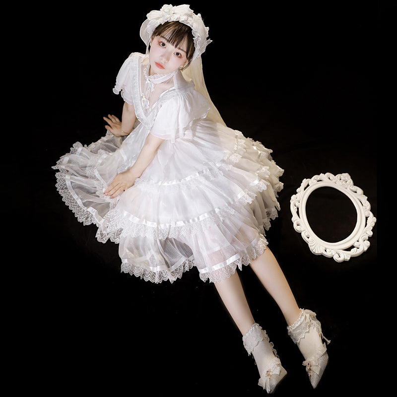 Elegant High Collar Lace Bow Knot Lolita Dress