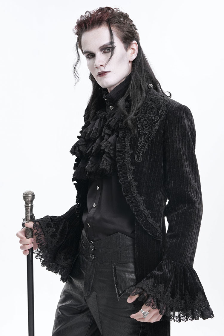 Men's Gothic Jacket with Swallow-tailed Hem and Lace