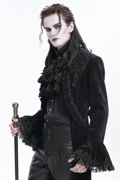 Men's Gothic Jacket with Swallow-tailed Hem and Lace