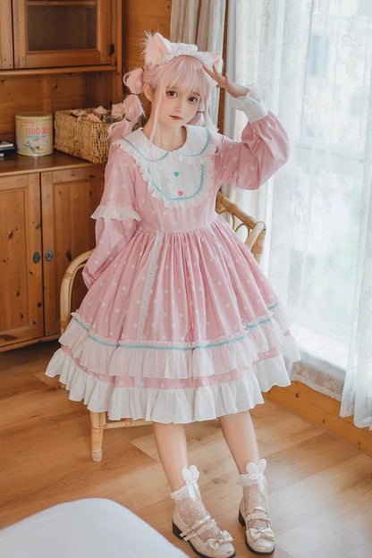 Toffee Bobo Long Sleeve Print Ruffle Dress - Sweet Lolita