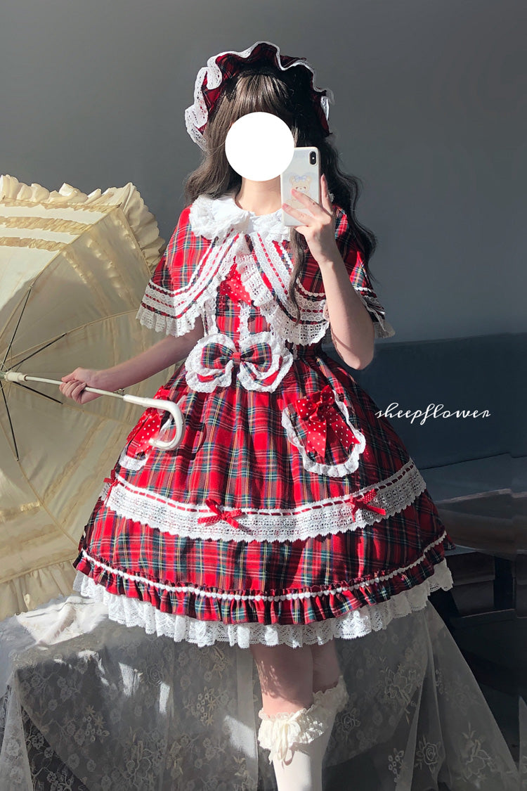 Bobo Bunny Doll Printed Ruffled Bow Lace-Up Sweet Lolita JSK