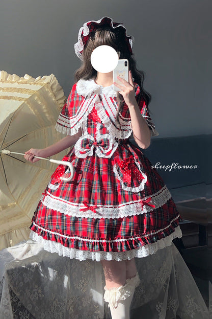 Bobo Bunny Doll Printed Ruffled Bow Lace-Up Sweet Lolita JSK