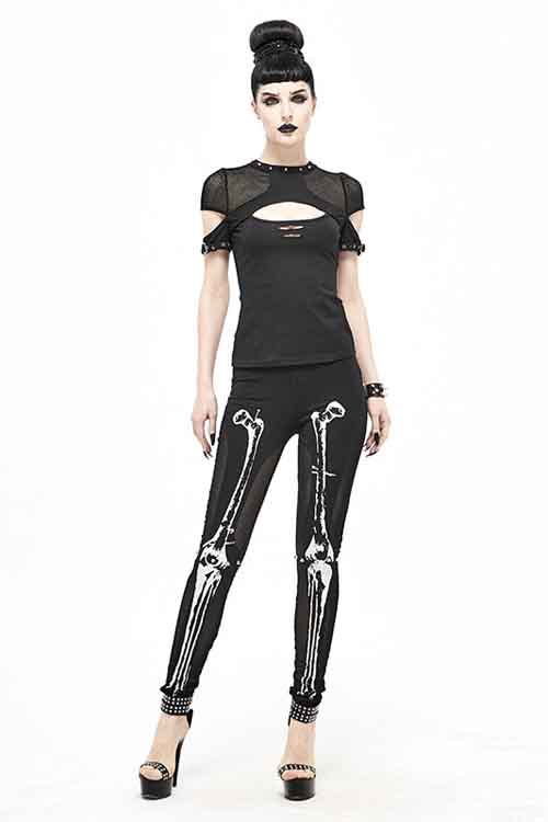 Skull Print Skeleton Bone Pattern Knit Leggings