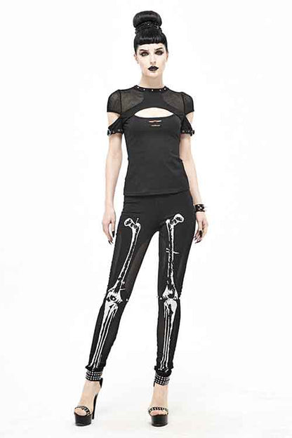 Skull Print Skeleton Bone Pattern Knit Leggings