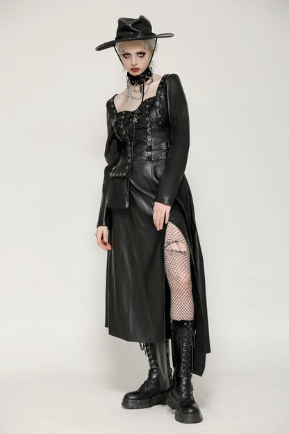 Jet Black Cut-Out Side Slit Asymmetrical Hem Punk Dress