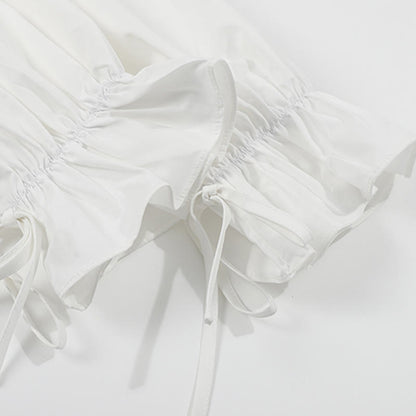 Shirt Pocketed Sleeve Puff Cargo Pants Crop Loose