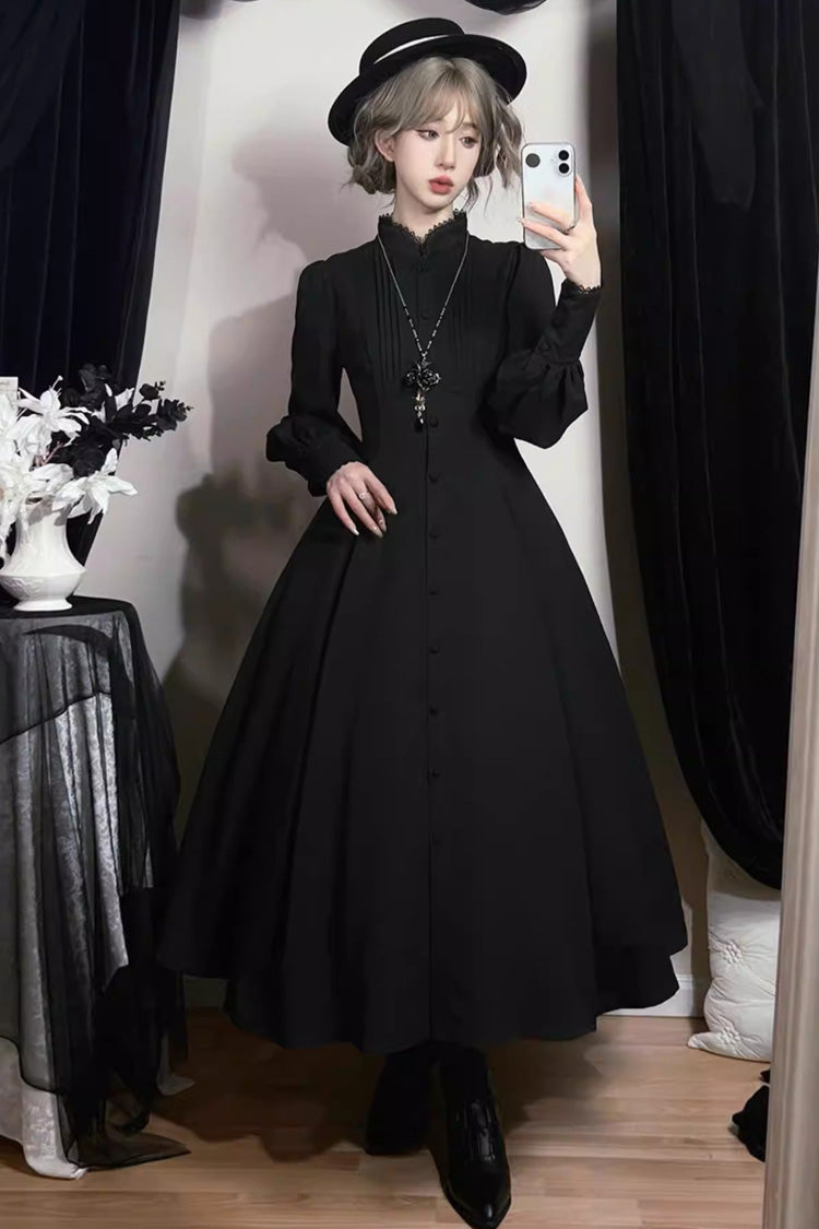 Long Puff Sleeves Gothic Elegant Dress - Astrea