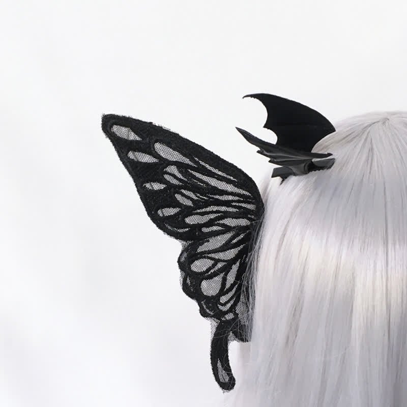 Pince à cheveux gothique en forme d'ailes de chauve-souris et de papillon de nuit, accessoire pour cheveux d'Halloween