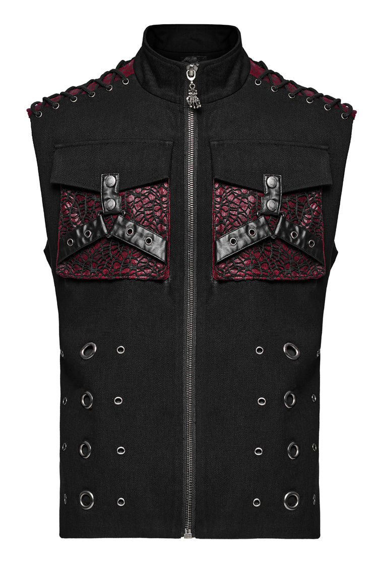 Stitching Slim Punk Vest with Stand Collar
