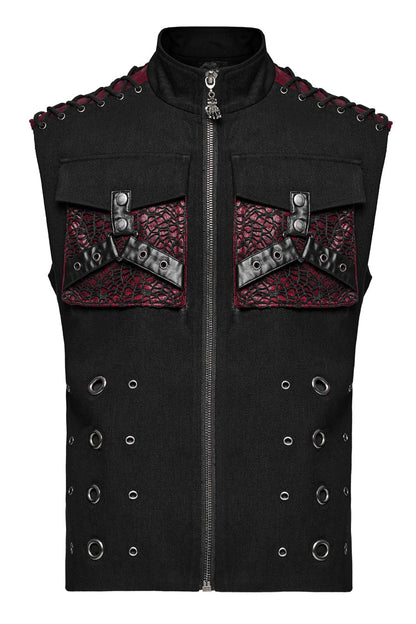 Stitching Slim Punk Vest with Stand Collar