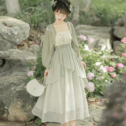 Embroidery Cardigan Orchid Vintage Slip Dress