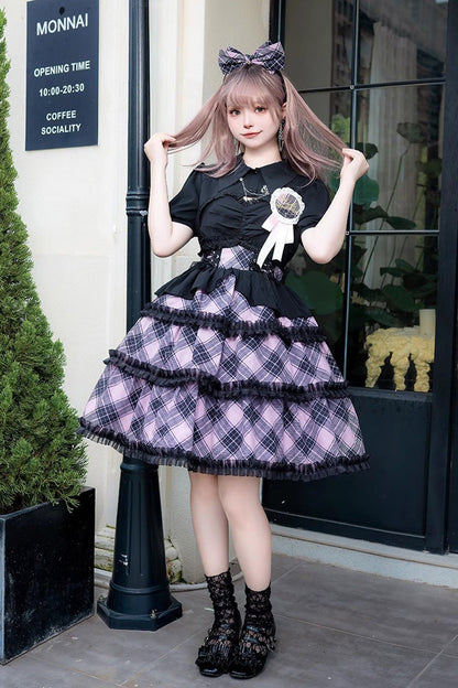 Multi-Layer Margaret Plaid Sleeveless Sweet Lolita Dress