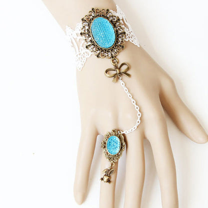 Sapphire Lace Retro Bow Ring Bangle