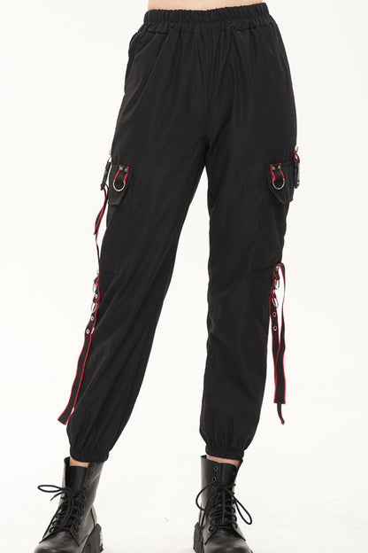 Womens Long Pants with Skull Webbing