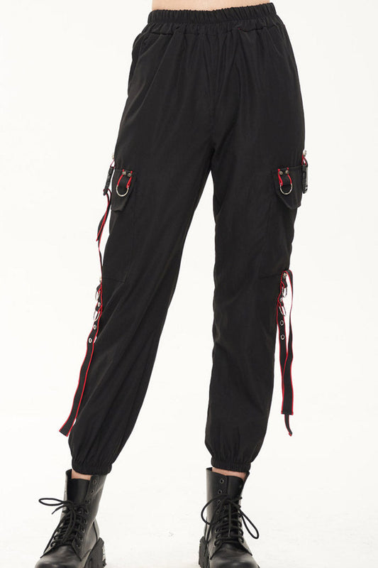Womens Long Pants with Skull Webbing