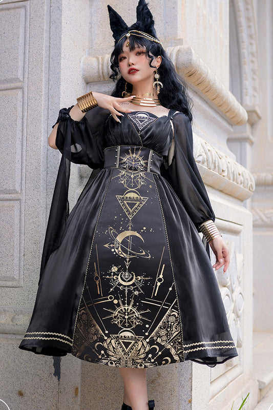 Printed Hot-Stamped Gothic Mini JSK Dress