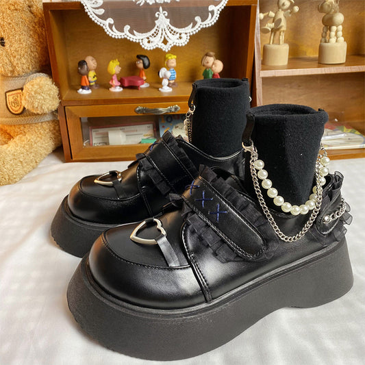 Schwarze Lolita Mary Janes mit Plateau-Spitze