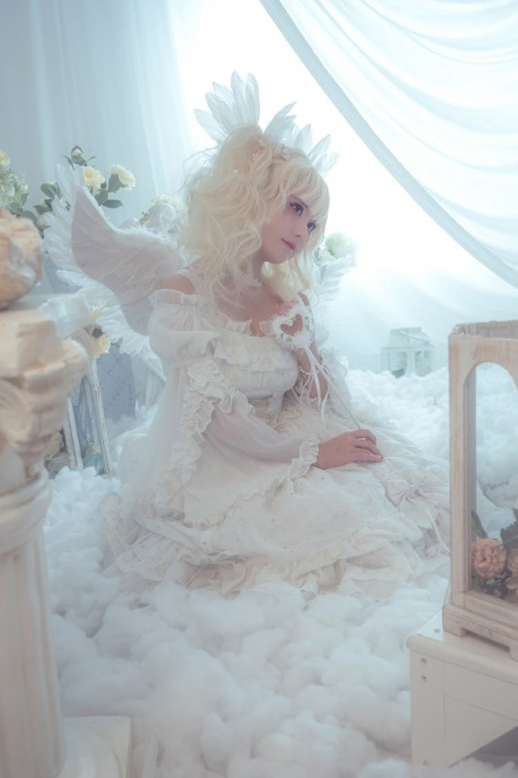 Gothic Lolita Wishing Stars Double-Layered Ruffle Lace-Up JSK Dress