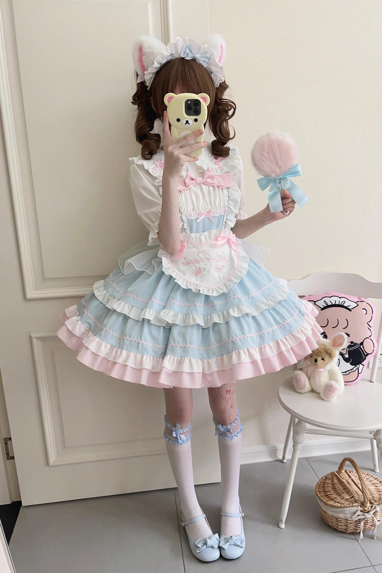 Cat-Ear Story Layered Ruffled Bowknot JSK Lolita Dress in Four Colors