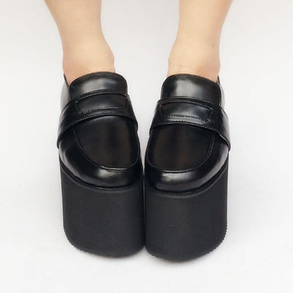 Custom Black Platform Made Leather SP168379 Uniform Shoes