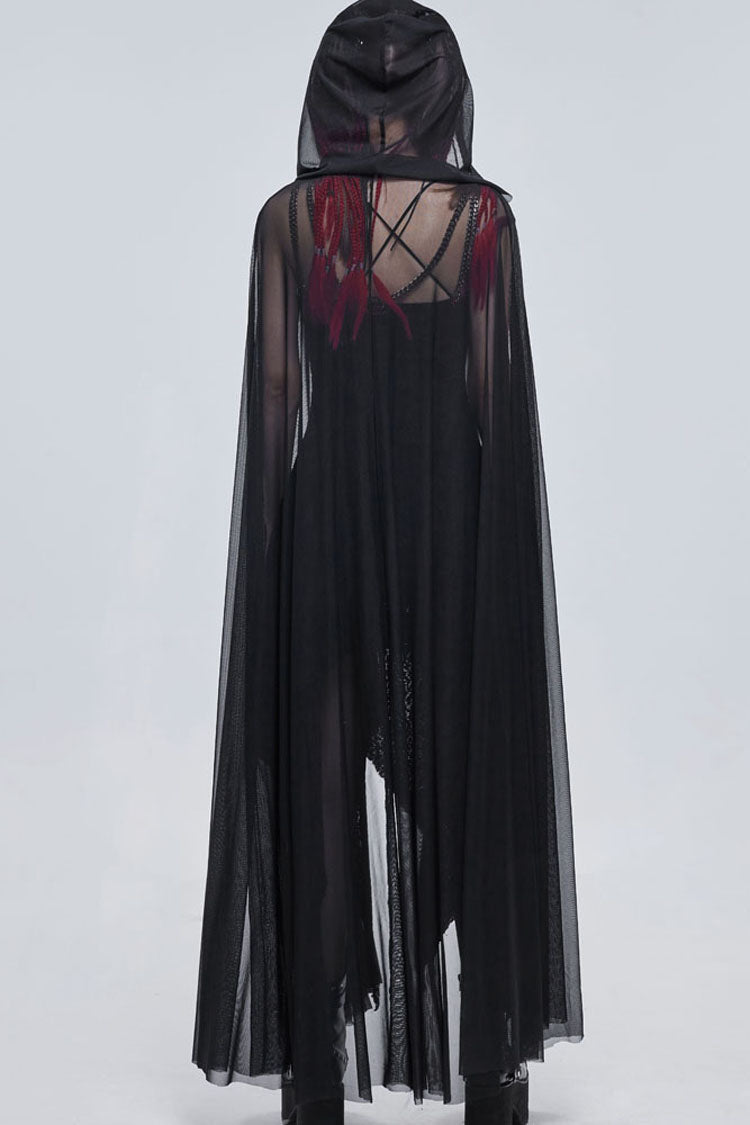 Womens Hooded Cape with Chest Straps and Star Details