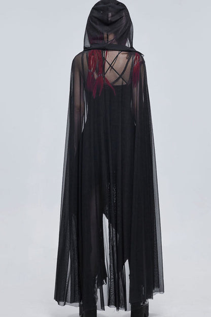 Womens Hooded Cape with Chest Straps and Star Details