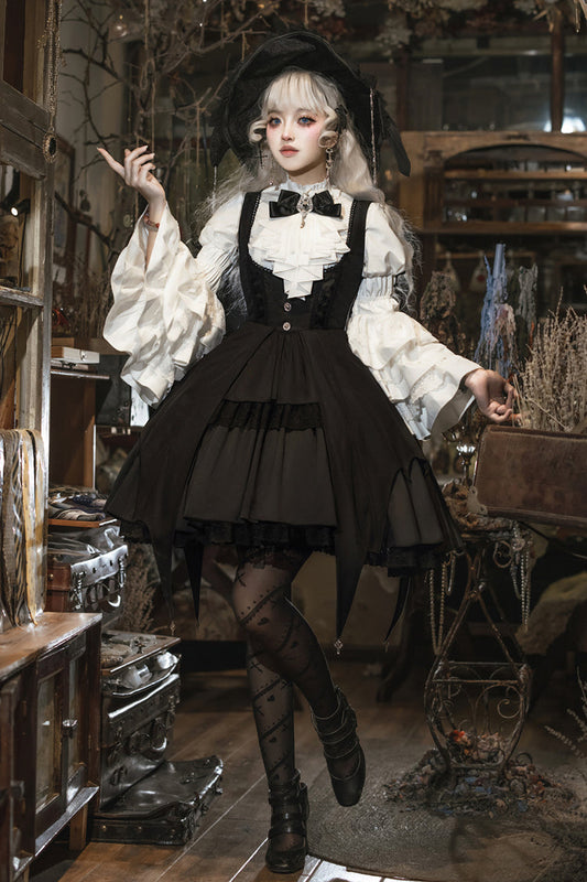 Gothic Princess Lolita Strap Dress with Cardigan and Bow